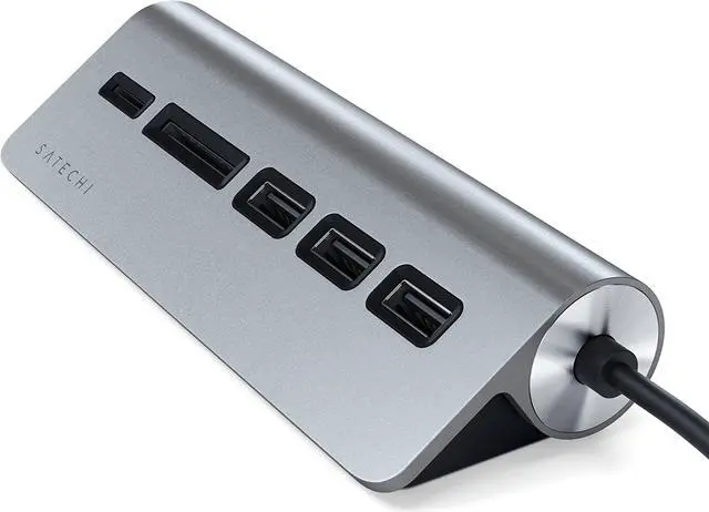 Alt view image 2 of 6 - Satechi USB-C Combo Hub for Desktop - USB-A 3.0 Data Ports & Micro/SD Card Readers - Compatible with Apple Studio Display, 2021 iMac M1, 2019/2017 iMac, 2020 MacBook Pro/Air M1(Space Gray)