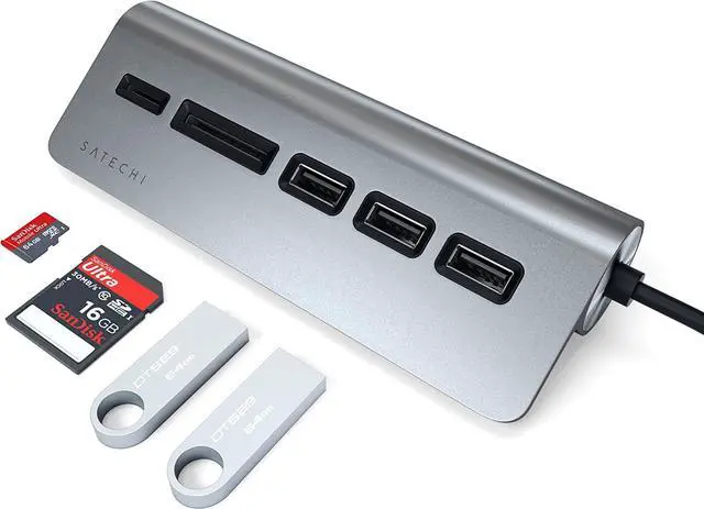 Alt view image 5 of 6 - Satechi USB-C Combo Hub for Desktop - USB-A 3.0 Data Ports & Micro/SD Card Readers - Compatible with Apple Studio Display, 2021 iMac M1, 2019/2017 iMac, 2020 MacBook Pro/Air M1(Space Gray)