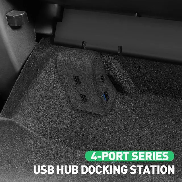 Alt view image 2 of 6 - YONZEE Glove Box USB Hub for Tesla Model 3, 4-in-1 ABS Flocking Multi Port Glove Box Hub Flash Drive Docking Station for Charging Data Transferring Games Music Model 3 Accessories