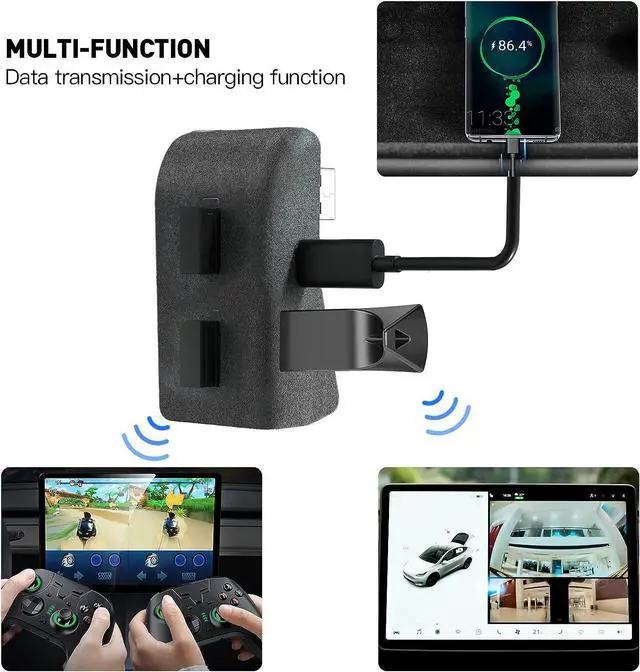 Alt view image 5 of 6 - YONZEE Glove Box USB Hub for Tesla Model 3, 4-in-1 ABS Flocking Multi Port Glove Box Hub Flash Drive Docking Station for Charging Data Transferring Games Music Model 3 Accessories