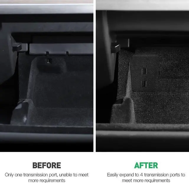 Alt view image 6 of 6 - YONZEE Glove Box USB Hub for Tesla Model 3, 4-in-1 ABS Flocking Multi Port Glove Box Hub Flash Drive Docking Station for Charging Data Transferring Games Music Model 3 Accessories