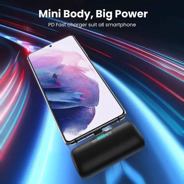 Alt view image 3 of 7 - Mini Portable Charger 5000mAh Power Bank 15W PD USB C Cell Phone Portable Power LCD Display Battery Pack Compatible With iPhone 16/15/15 Plus/15 Pro/15 Pro Max/Android//Moto/LG(Type-C Only)