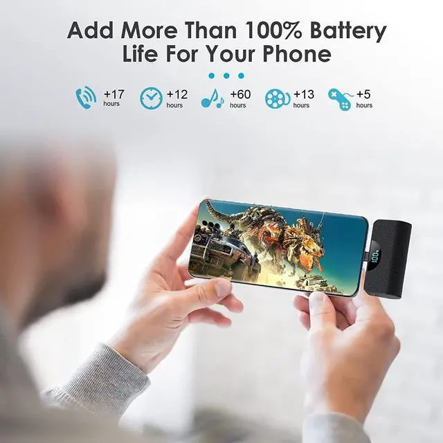 Alt view image 5 of 7 - Mini Portable Charger USB-C Power Bank 5200mAh,Ultra Compact LCD Display Battery Pack Backup Charger Compatible with iPhone 16/16 Plus/16 Pro/16 Pro Max/15 Series,Samsung S22/S23, Android Phones etc