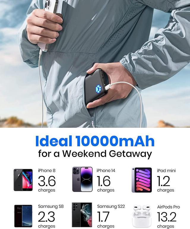 Alt view image 6 of 6 - INIU [2 Pack] Portable Charger, Slimmest & Lightest USB C 10000mAh Power Bank, Triple 3A High-Speed Phone Battery Pack Compatible with iPhone 15 14 13 12 11 Pro X Samsung S22 S21 Google iPad Tablet.