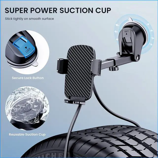 Alt view image 2 of 6 - Car Phone Mount [Washable & Reusable Suction] Phone Stand for Car Phone Holder Mount Dashboard Windshield Accessories Automobile Cell Phone Holder for iPhone Smartphone Universal Cradles