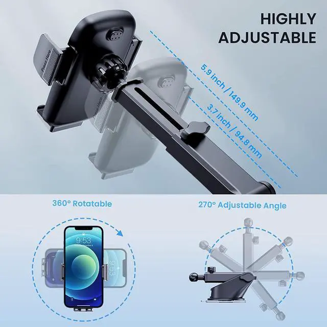Alt view image 4 of 6 - Car Phone Mount [Washable & Reusable Suction] Phone Stand for Car Phone Holder Mount Dashboard Windshield Accessories Automobile Cell Phone Holder for iPhone Smartphone Universal Cradles