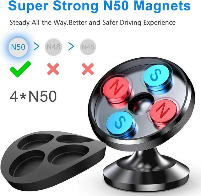 Alt view image 3 of 6 - Coolpow 2-Pack Magnetic Phone Holder for Car Phone Holder MountStrong Magnet Phone Mount for Car Mount for iPhone Magnetic Car Phone Holder4 Plate Cell Phone Holders for Your Car Accessories