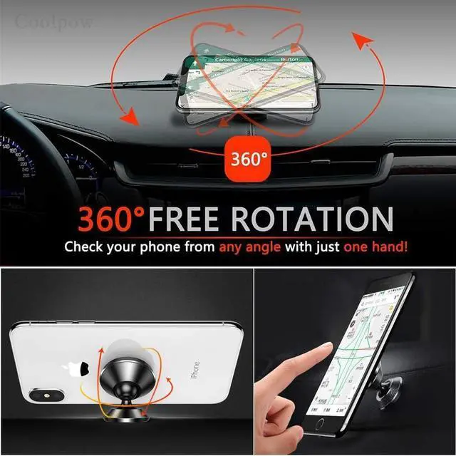 Alt view image 4 of 6 - Coolpow 2-Pack Magnetic Phone Holder for Car Phone Holder MountStrong Magnet Phone Mount for Car Mount for iPhone Magnetic Car Phone Holder4 Plate Cell Phone Holders for Your Car Accessories