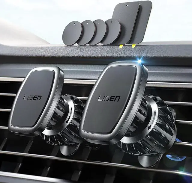 Main image of 2 Pack Magnet for Phone Car Mount Magnetic Phone Holder for Your Car Vent 6 Military Magnets Vent Cell Phone Holder Mount for Car Plate Fit All iPhone 15/14/13 Pro Max Plus  S24