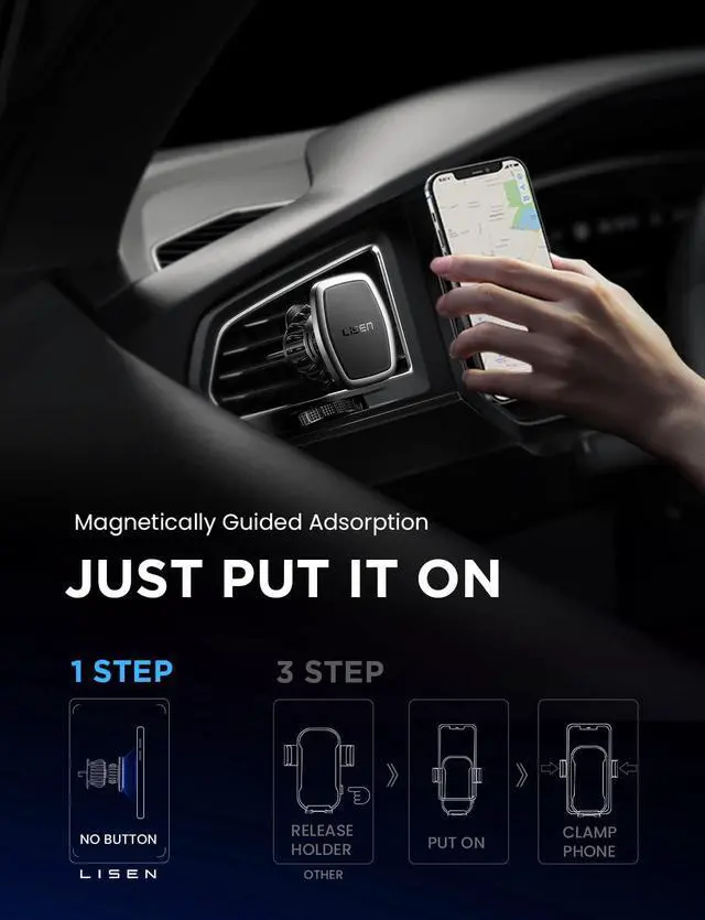 Alt view image 4 of 7 - 2 Pack Magnet for Phone Car Mount Magnetic Phone Holder for Your Car Vent 6 Military Magnets Vent Cell Phone Holder Mount for Car Plate Fit All iPhone 15/14/13 Pro Max Plus  S24