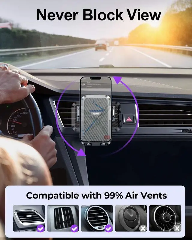 Alt view image 7 of 7 - Car Phone Holder [Thick Cases Friendly] Car Phone Holder Mount Hands-Free Phone Mount for Car Fit for iPhone for  and Smartphone