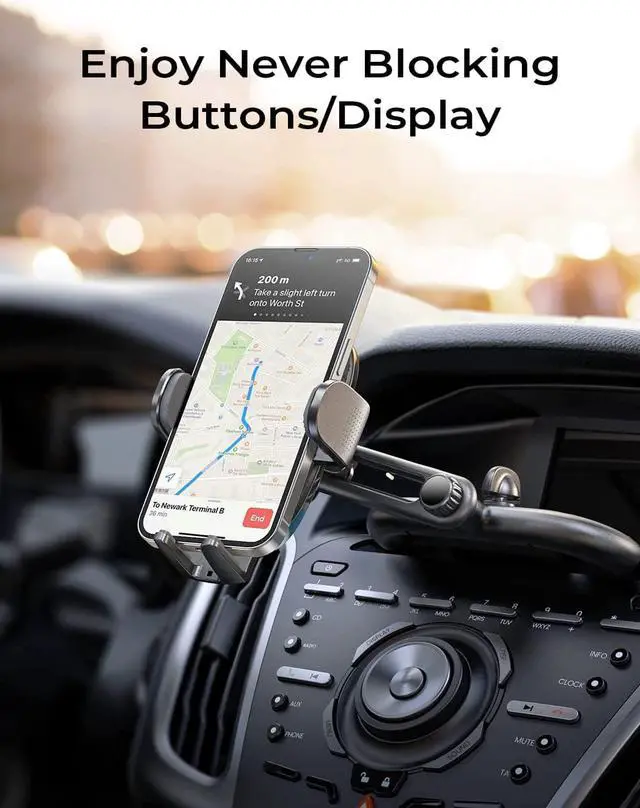 Alt view image 3 of 7 - CD Phone Holder for Car Adjustable CD Slot Phone Mount Holder for iPhone Ultra Sturdy Cell Phones Holders for Your Car Accessories for Women for iPhone 16e 16  S25 S24 All Phones Black