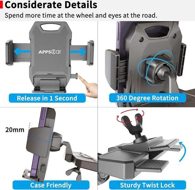 Alt view image 5 of 7 - Sturdy CD Slot Phone Mount with One Hand Operation Design Hands-Free Car Phone Holder Universally Compatible with All iPhone & Android Cell Phones for Smartphone Mobile