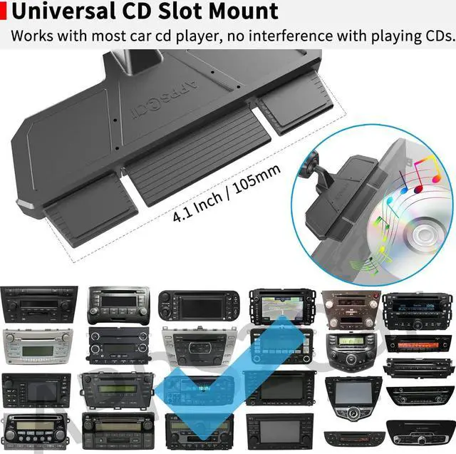 Alt view image 6 of 7 - Sturdy CD Slot Phone Mount with One Hand Operation Design Hands-Free Car Phone Holder Universally Compatible with All iPhone & Android Cell Phones for Smartphone Mobile