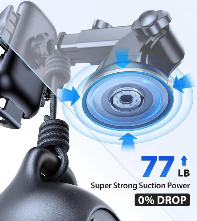 Alt view image 4 of 7 - Phone Holders for Your Car [Super Suction Power & No-Wobbling] Universal Cell Phone Mount Dashboard Windshield Vent Long Arm Hands Free Cradle Fit for iPhone Android and All Smartphones