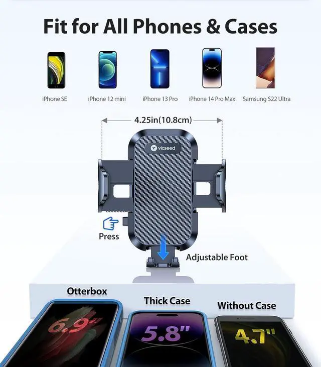 Alt view image 5 of 7 - Phone Holders for Your Car [Super Suction Power & No-Wobbling] Universal Cell Phone Mount Dashboard Windshield Vent Long Arm Hands Free Cradle Fit for iPhone Android and All Smartphones