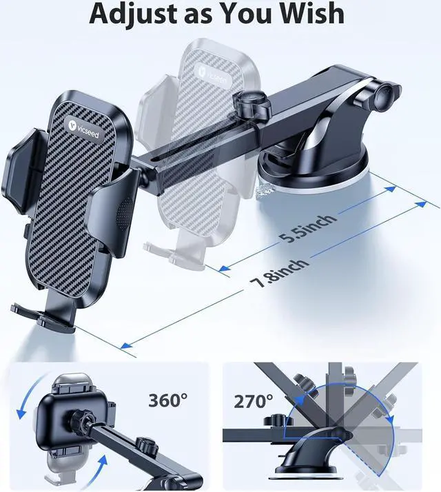 Alt view image 6 of 7 - 3-in-1 Phone Holders for Your Car [2025 Most Stable and Flexible Suction Cup] Vent Dashboard Windshield Cell Phone Car Mount Fit for iPhone  All Phone