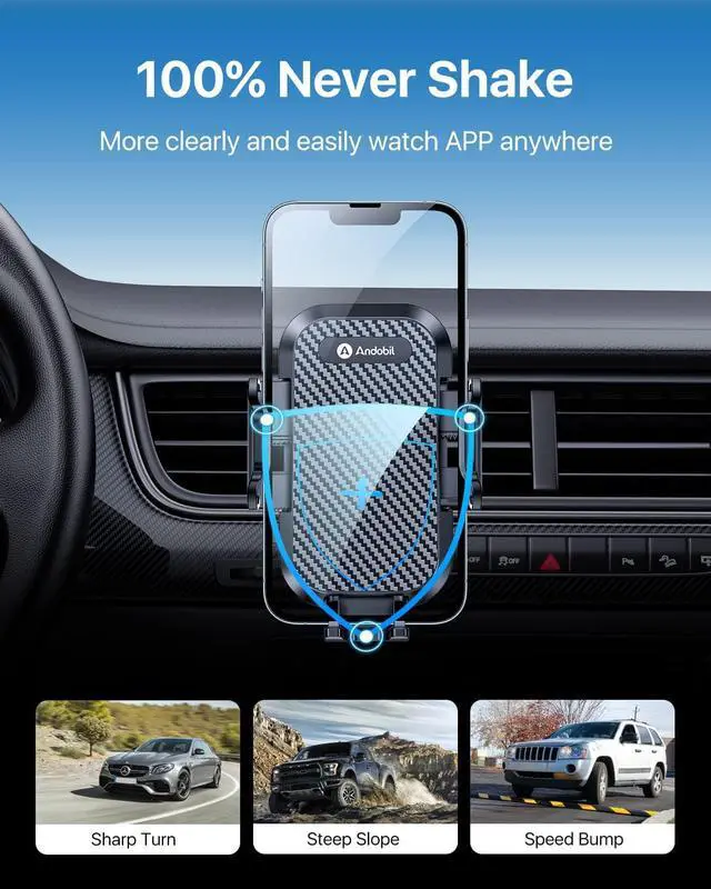 Alt view image 3 of 7 - Phone Holders for Your Car - Air Vent Phone Mount Ultra-Stable Metal Clip with Anti-Shake & 360° Rotation Universal Car Mount Fit iPhone 16/15/14/13/12 Pro Max/Android/ Galaxy