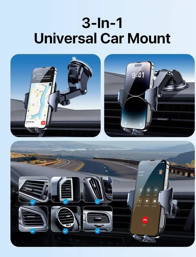 Alt view image 2 of 7 - andobil Car Phone Mount [Ultra Stable & Big Phones Friendly] Cell Phone Holders for Your Car Dashboard Windshield Vent Truck, Car Phone Holder Mount for iPhone 16 15 14 13 12 Pro Max Samsung S24 S23