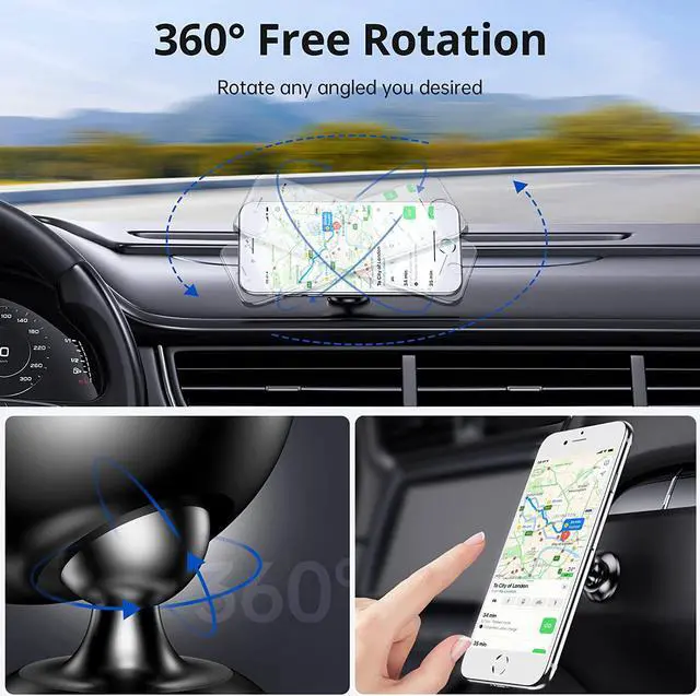 Alt view image 3 of 7 - Syncwire Magnetic Car Phone Holder for Dashboard, Cell Phone Car Kits, 360° Adjustable Magnet Cell Phone Mount Compatible with iPhone, Samsung, LG, GPS, Mini Tablet and More
