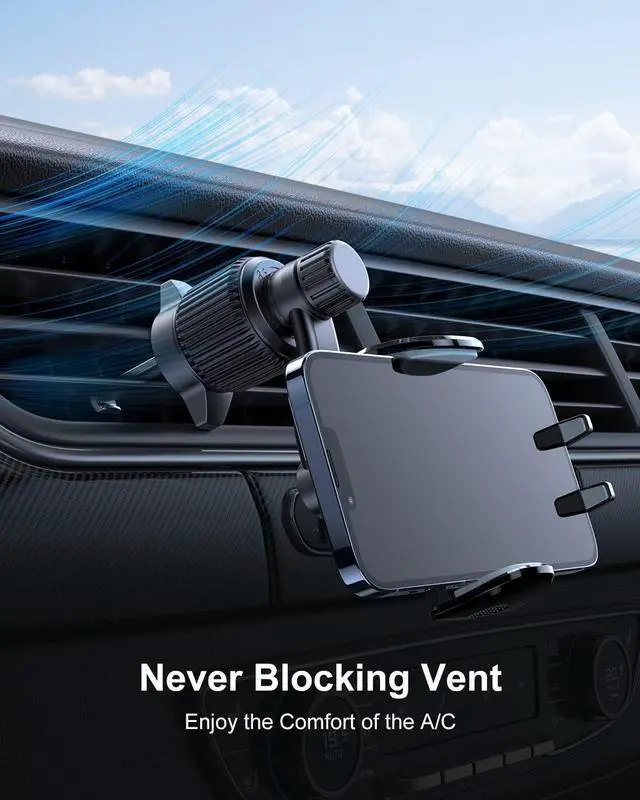 Alt view image 5 of 6 - Rorhxia Blue Car Vent Phone Mount, [Never Blocking Vent, Enjoy The Comfort of The A/C] Hands-Free Universal Extension Clip Air Phone Holder Car Fit for All Phones iPhone Samsung