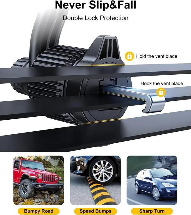 Alt view image 6 of 6 - Rorhxia Blue Car Vent Phone Mount, [Never Blocking Vent, Enjoy The Comfort of The A/C] Hands-Free Universal Extension Clip Air Phone Holder Car Fit for All Phones iPhone Samsung