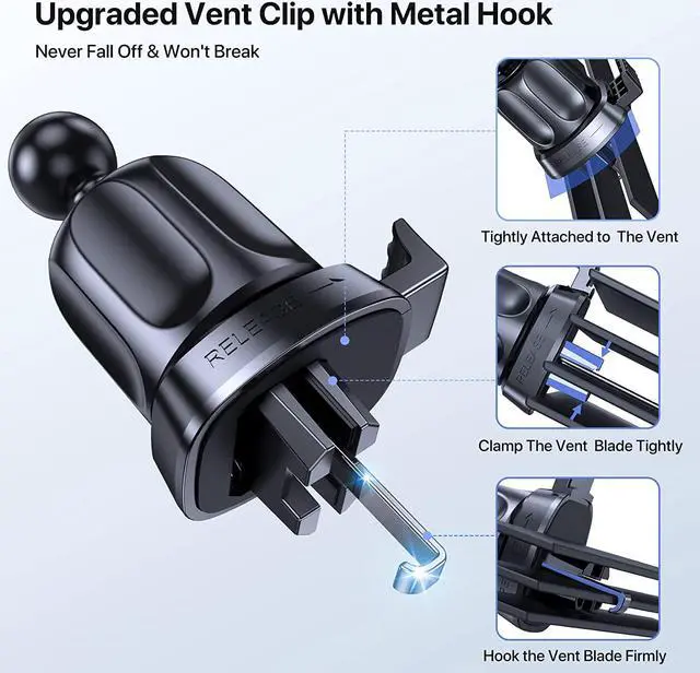 Alt view image 7 of 7 - Miracase 3-in-1 Cell Phone Holders for Your Car, Universal Car Phone Holder Mount for Dashboard Air Vent Windshield Compatible with iPhone16 15 14 13 12 11 Pro Max Xs XR X, Galaxy Stripe