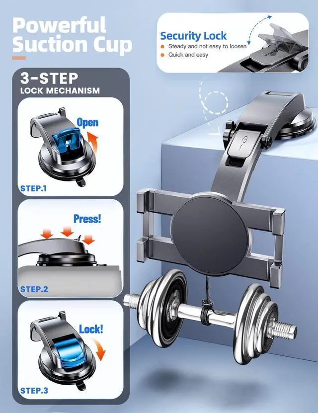 Alt view image 3 of 6 - eSamcore Dashboard Tablet Holder for Car Suction Cup Car Mount with Large Clamp for All 6"-11" Apple iPad Samsung Galaxy Tab Tablet