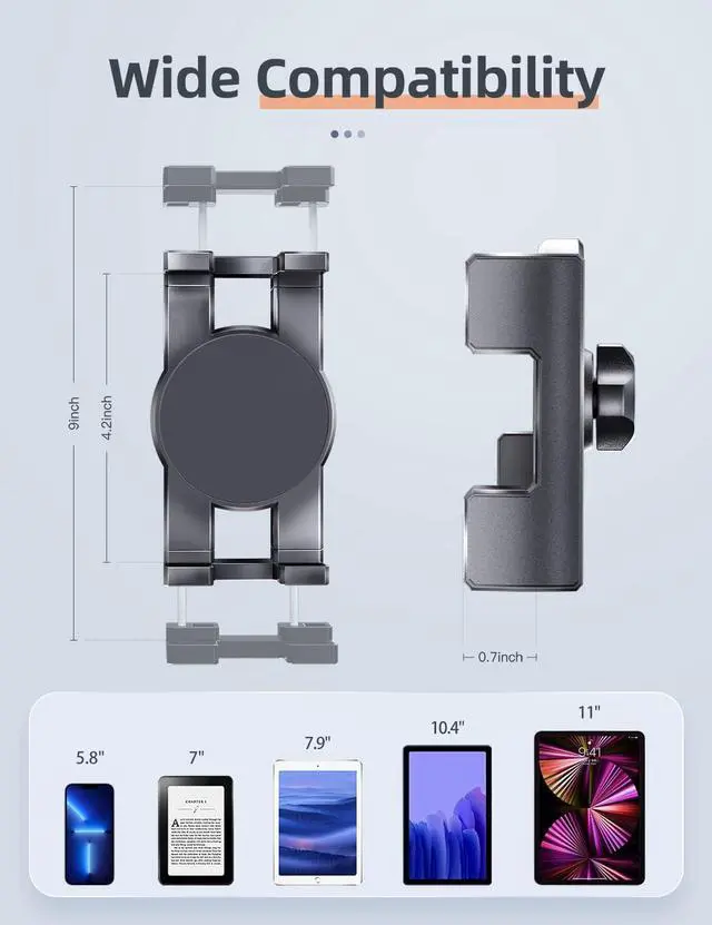 Alt view image 6 of 6 - eSamcore Dashboard Tablet Holder for Car Suction Cup Car Mount with Large Clamp for All 6"-11" Apple iPad Samsung Galaxy Tab Tablet