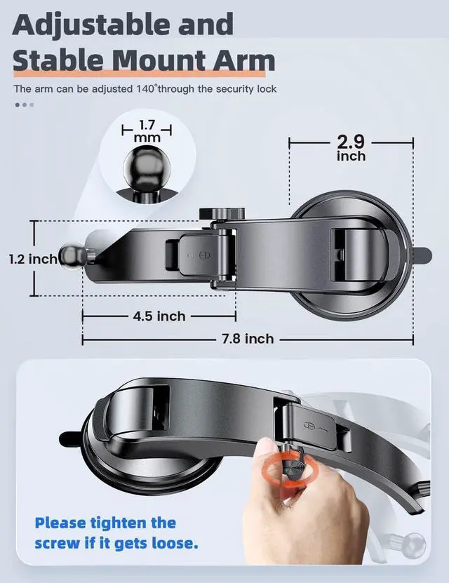 Alt view image 4 of 6 - eSamcore Dashboard Tablet Holder for Car Suction Cup Car Mount with Large Clamp for All 6"-11" Apple iPad Samsung Galaxy Tab Tablet