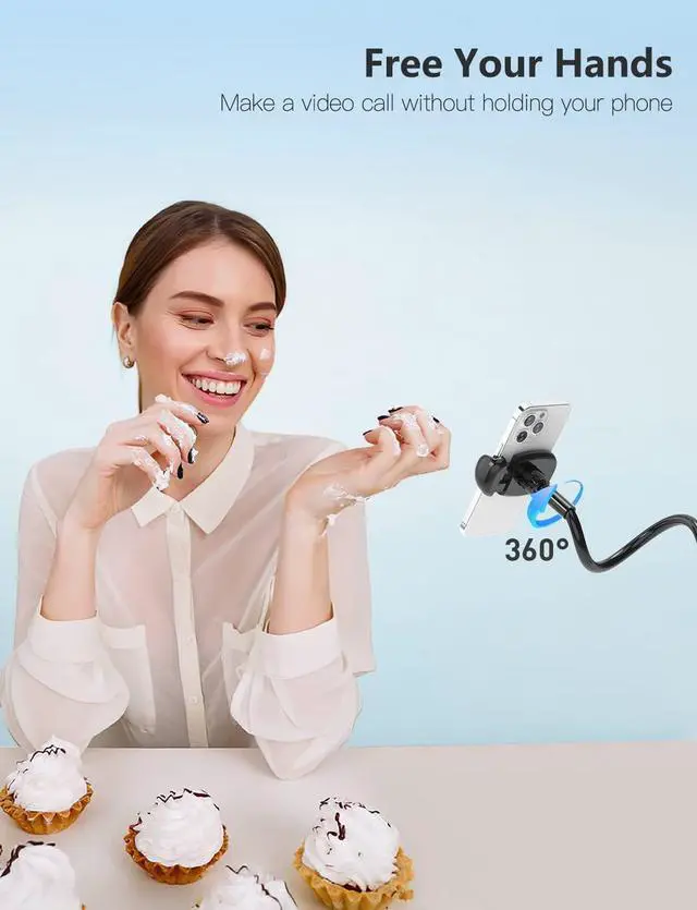Alt view image 3 of 6 - Gooseneck Phone Holder Stand for Bed Flexible Arm Adjustable Cell Phones Mount Clamp on Desk Bedframe Compatible with iPhone 14 Pro Max 13 12 11 X SE Series/ S22 or Other 4-7 Devices