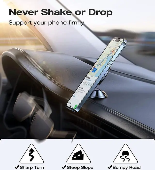 Alt view image 4 of 7 - [2025 Upgrade for MagSafe Car Mount [Military-Grade] [High & Low Temp Resistance] Magnetic Phone Holder for Car Dashboard 360 Rotatable Car Phone Holder Mount for iPhone 16 Pro Max 15 14 13