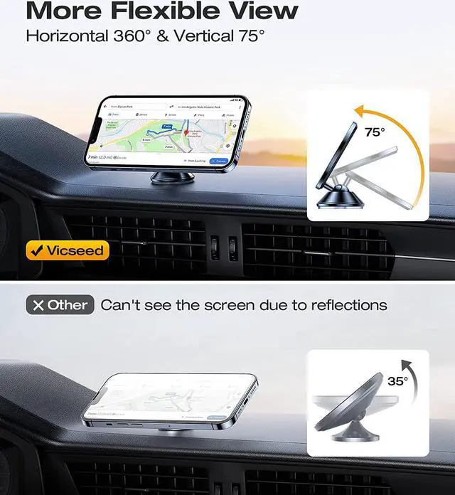 Alt view image 7 of 7 - [2025 Upgrade for MagSafe Car Mount [Military-Grade] [High & Low Temp Resistance] Magnetic Phone Holder for Car Dashboard 360 Rotatable Car Phone Holder Mount for iPhone 16 Pro Max 15 14 13