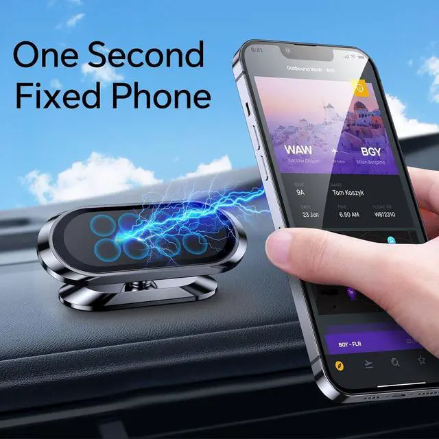 Alt view image 2 of 7 - Universal Car Phone Mount Magnetic - All-Metal Car Mount for Smartphone & GPS - Cell Phone Holder for Car Dashboard. +100 to Safeness & Comfort