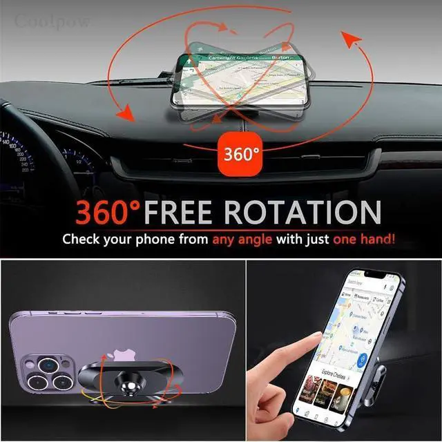 Alt view image 5 of 7 - 2-Pack Magnetic Phone Holder for CarSuper MagnetsCarmount 2.0 Magnetic phone Mount360°RotationUniversal Dashboard Cell Phone Holders for Your Car Phone Mount for Car Mount for iPhone & All Car