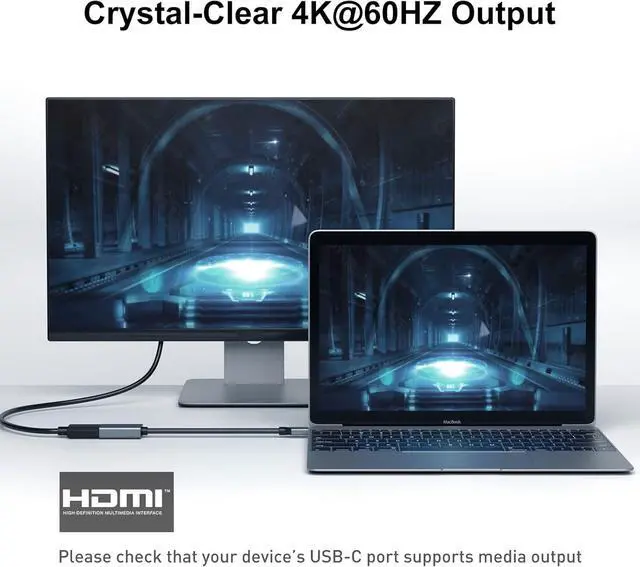 Alt view image 2 of 7 - 2 Pack USB C to HDMI Adapter (4K@60Hz) USB Type-C to HDMI Adapter [Thunderbolt 3/4 Compatible] with iPhone 15 Pro/Max MacBook Pro/Air 2023 iPad Pro iMac S23 XPS 17 Surface Book 3