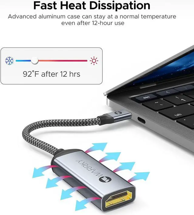Alt view image 7 of 7 - USB C to HDMI Adapter 4K [Anti-Interference Gold-Plated Connector] Type C to HDMI Adapter Thunderbolt 3/4 Compatible with Apple iPad Pro/Air MacBook Pro/Air iMac  Galaxy Surface