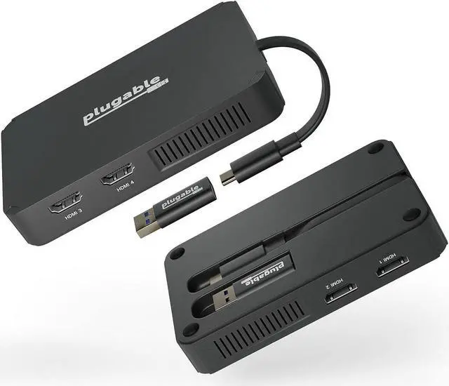 Main image of 4 HDMI Multi Monitor Adapter USB 3.0 or USB C to HDMI Adapter Compatible with Windows and Mac Quad Adapter Supports 1920x1080@60Hz