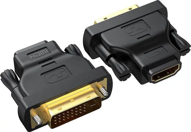 Main image of DVI to HDMI Adapter 2-Pack Bidirectional Female HDMI to DVI-D(24+1) Male Adapter with Gold-Plated for Computer Monitor Projector TV PS3/4/5 Nintendo Switch and More