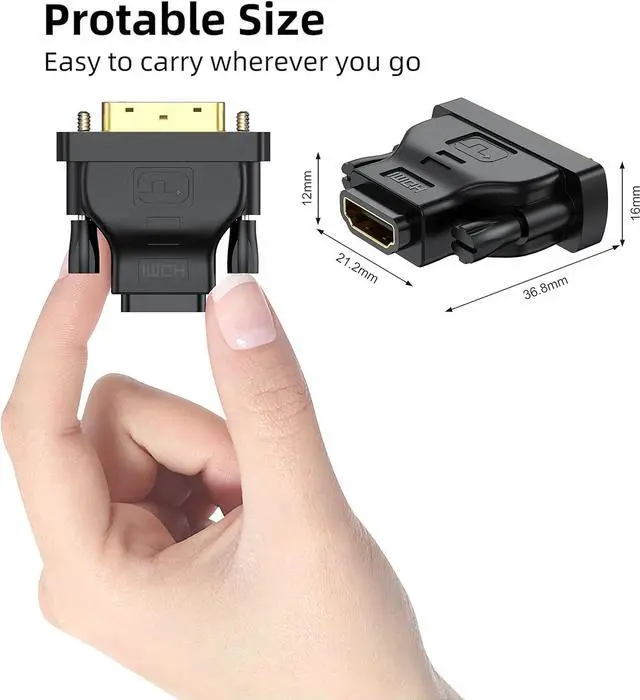Alt view image 3 of 7 - DVI to HDMI Adapter 2-Pack Bidirectional Female HDMI to DVI-D(24+1) Male Adapter with Gold-Plated for Computer Monitor Projector TV PS3/4/5 Nintendo Switch and More