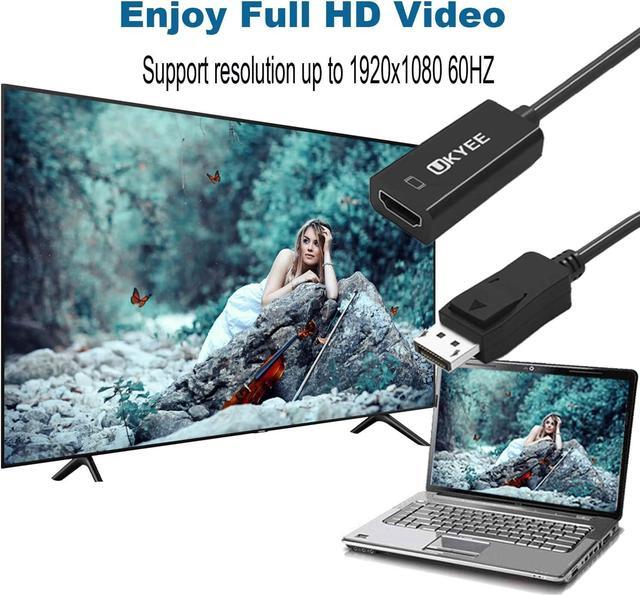 Alt view image 2 of 6 - Displayport to HDMI Adapter 2-Pack Display Port DP to HDMI Converter Cable Male to Female Port 1080P Compatible with PC Monitor Projector HDTV - Black