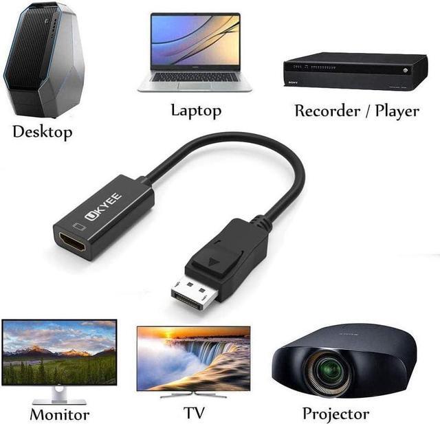 Alt view image 5 of 6 - Displayport to HDMI Adapter 2-Pack Display Port DP to HDMI Converter Cable Male to Female Port 1080P Compatible with PC Monitor Projector HDTV - Black