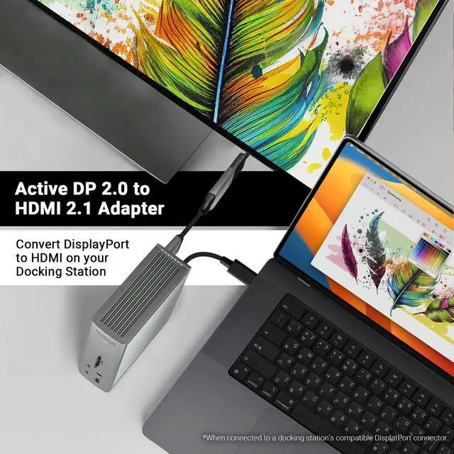 Alt view image 6 of 6 - DisplayPort 2.0 Male to HDMI 2.1 Female Active Adapter 8K 60Hz 4K UHD 120Hz High Refresh 10 bit Color HDR and Eyefinity Support *HDMI Cable Required (DP 2.0 to HDMI 2.1)