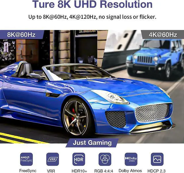 Alt view image 3 of 7 - USB C to HDMI 2.1 Adapter, 8K@60Hz USB-C Female to HDMI Male Converter, Support 8K, 4K@120Hz, 2K@240Hz, HDR, VRR, FreeSync, Type C Thunderbolt 3/4 Compatible for Steam Deck, MacBook, iPad Pro, Dell