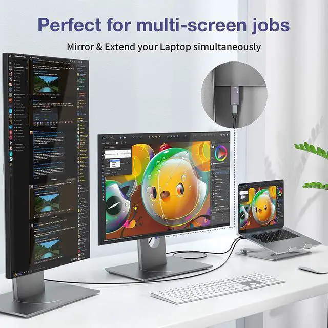 Alt view image 6 of 7 - USB C to HDMI 2.1 Adapter, 8K@60Hz USB-C Female to HDMI Male Converter, Support 8K, 4K@120Hz, 2K@240Hz, HDR, VRR, FreeSync, Type C Thunderbolt 3/4 Compatible for Steam Deck, MacBook, iPad Pro, Dell