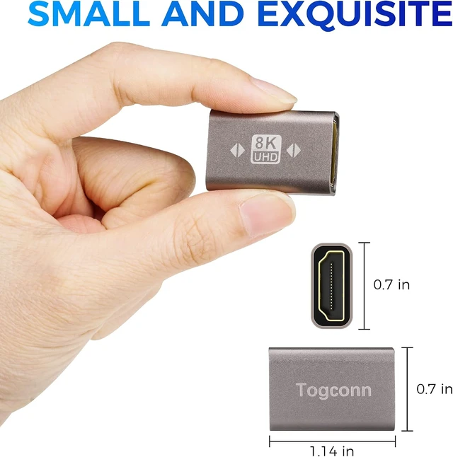 Alt view image 2 of 6 - 8K HDMI Coupler 2 Pack HDMI 2.1 Female to Female Connector HDMI Extension Adapter Supports 4K@120Hz 8K@60Hz 2K Compatible with HDTV Monitors Laptop Projector PS5/4 X