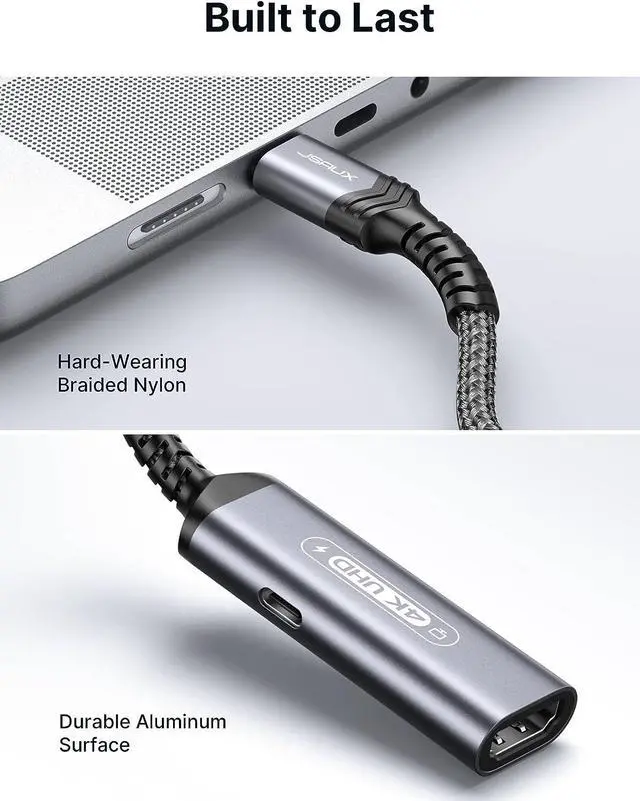 Alt view image 5 of 7 - USB C to HDMI and Charger Adapter | 4K@60Hz 2-IN-1 Type C to HDMI Adapter with PD Fast 100W Compatible with Thunderbolt 3/4 iPhone 16 Pro Max MacBook Pro/Air iPad Galaxy S24 Steam Deck ROG Ally