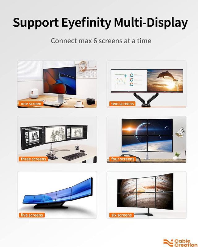 Alt view image 4 of 7 - Active DP to HDMI Adapter HDR 4K@60Hz 2K@144Hz 1080P@144Hz Braided DisplayPort 1.4 to HDMI 4K Converter (Male to Female) Support Eyefinity Multi-Display Aluminum