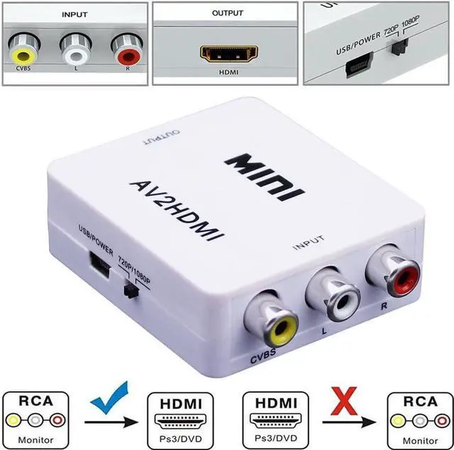 Alt view image 2 of 7 - RCA to hdmi Converter(av to hdmi Converter) RCA to hdmi Adapter Convert Old-Fashioned Devices to HDMI Optionalav to hdmi,hdmi to av,av to vga,vga to av,vga to hdmi,hdmi to vga