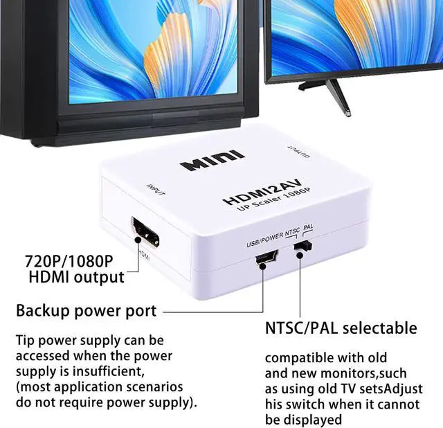 Alt view image 5 of 7 - RCA to hdmi Converter(av to hdmi Converter) RCA to hdmi Adapter Convert Old-Fashioned Devices to HDMI Optionalav to hdmi,hdmi to av,av to vga,vga to av,vga to hdmi,hdmi to vga